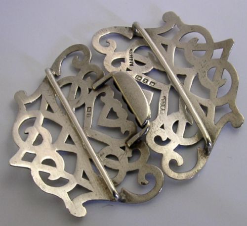BEAUTIFUL ART NOUVEAU LOVE HEART STERLING SILVER NURSES BELT BUCKLE 1900 ANTIQUE - ADDITIONAL PHOTO 5