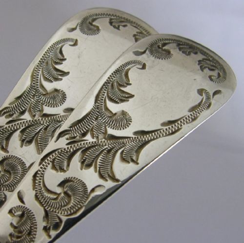 STUNNING PAIR OF CASED STERLING SILVER SERVING SPOONS 1913 94G MINT ENGLISH ANTIQUES - ADDITIONAL PHOTO 4