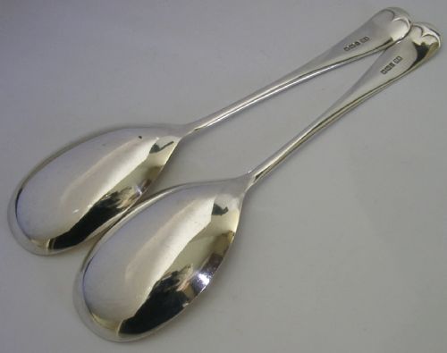 STUNNING PAIR OF CASED STERLING SILVER SERVING SPOONS 1913 94G MINT ENGLISH ANTIQUES - ADDITIONAL PHOTO 8