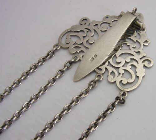 ENGLISH EDWARDIAN STERLING SILVER CHATELAINE 1903 ANTIQUE - ADDITIONAL PHOTO 3