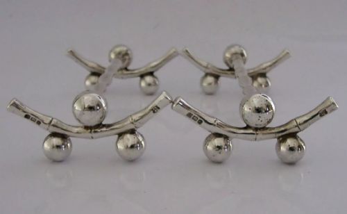 RARE CHINESE STYLE SOLID STERLING SILVER CUTLERY RESTS 1899 ANTIQUE 92G - ADDITIONAL PHOTO 2
