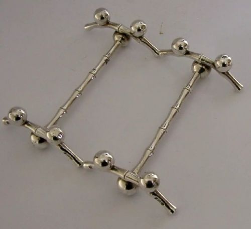 RARE CHINESE STYLE SOLID STERLING SILVER CUTLERY RESTS 1899 ANTIQUE 92G - ADDITIONAL PHOTO 3
