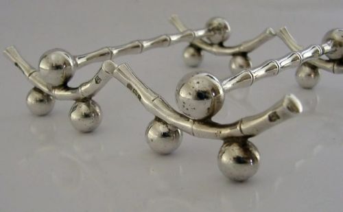 RARE CHINESE STYLE SOLID STERLING SILVER CUTLERY RESTS 1899 ANTIQUE 92G - ADDITIONAL PHOTO 4