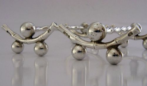 RARE CHINESE STYLE SOLID STERLING SILVER CUTLERY RESTS 1899 ANTIQUE 92G - ADDITIONAL PHOTO 5