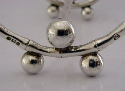 RARE CHINESE STYLE SOLID STERLING SILVER CUTLERY RESTS 1899 ANTIQUE 92G - ADDITIONAL PHOTO 6