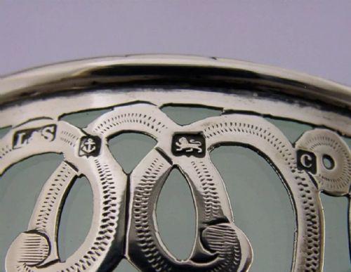 STUNNING ART NOUVEAU STERLING SILVER GREEN GLASS LINED BOWL 1902 ANTIQUE 226G - ADDITIONAL PHOTO 9