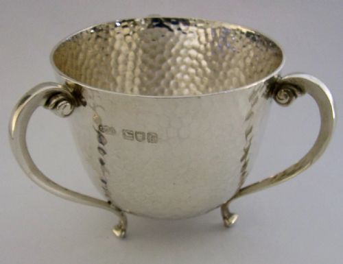 STUNNING STERING SILVER TYG CUP ARTS CRAFTS 1905 LONDON 188G PLANNISHED - ADDITIONAL PHOTO 6