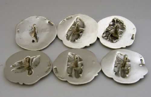 SIX LARGE STERLING SILVER ART NOUVEAU WATER LILY FLOWER BUTTONS 1902 ANTIQUE - ADDITIONAL PHOTO 7