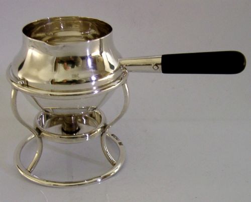 EDWARDIAN STERLING SILVER BRANDY PAN BURNER STAND 1905 ANTIQUE 107G BARWARE - ADDITIONAL PHOTO 1
