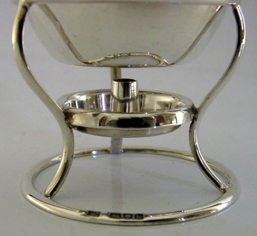 EDWARDIAN STERLING SILVER BRANDY PAN BURNER STAND 1905 ANTIQUE 107G BARWARE - ADDITIONAL PHOTO 2