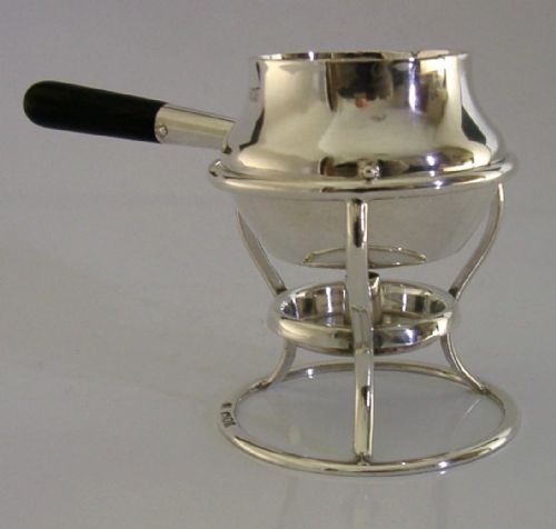 EDWARDIAN STERLING SILVER BRANDY PAN BURNER STAND 1905 ANTIQUE 107G BARWARE - ADDITIONAL PHOTO 3