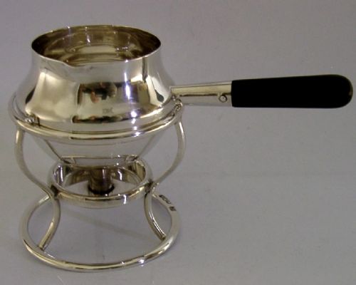 EDWARDIAN STERLING SILVER BRANDY PAN BURNER STAND 1905 ANTIQUE 107G BARWARE - ADDITIONAL PHOTO 4