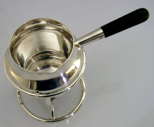 EDWARDIAN STERLING SILVER BRANDY PAN BURNER STAND 1905 ANTIQUE 107G BARWARE - ADDITIONAL PHOTO 5