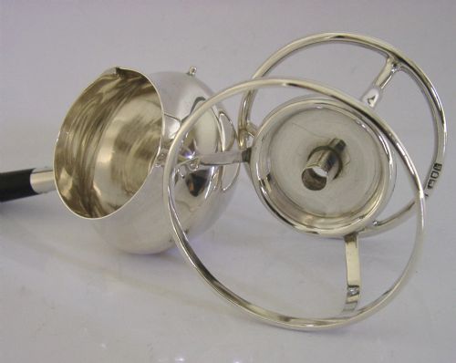 EDWARDIAN STERLING SILVER BRANDY PAN BURNER STAND 1905 ANTIQUE 107G BARWARE - ADDITIONAL PHOTO 7