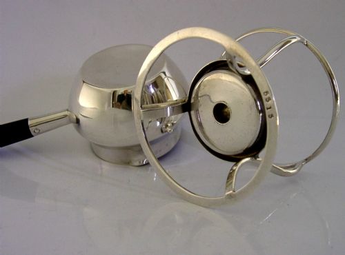 EDWARDIAN STERLING SILVER BRANDY PAN BURNER STAND 1905 ANTIQUE 107G BARWARE - ADDITIONAL PHOTO 8