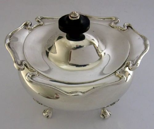 ART NOUVEAU EDWARDIAN STERLING SILVER TEA CADDY BOX 1906 HEAVY 266G ANTIQUE - ADDITIONAL PHOTO 3