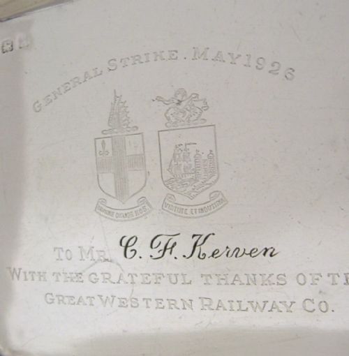 GENERAL STRIKE STERLING SILVER GREAT WESTERN RAILWAY DESK TRAY DISH 1926 ANTIQUE - ADDITIONAL PHOTO 2
