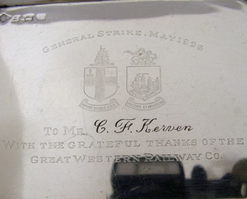 GENERAL STRIKE STERLING SILVER GREAT WESTERN RAILWAY DESK TRAY DISH 1926 ANTIQUE - ADDITIONAL PHOTO 3