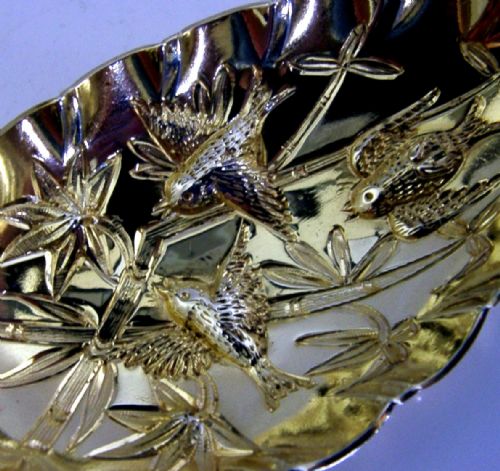 BEAUTIFUL ANTIQUE BIRDS STERLING SILVER GILT BERRY SERVING SPOON 1826 GEORGIAN - ADDITIONAL PHOTO 5