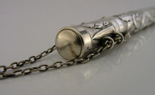SAMPSON MORDAN ART NOUVEAU STERLING SILVER NURSES TERMOMETER TUBE OR PEN HOLDER - ADDITIONAL PHOTO 3