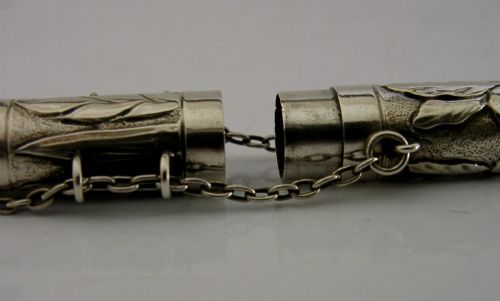 SAMPSON MORDAN ART NOUVEAU STERLING SILVER NURSES TERMOMETER TUBE OR PEN HOLDER - ADDITIONAL PHOTO 4