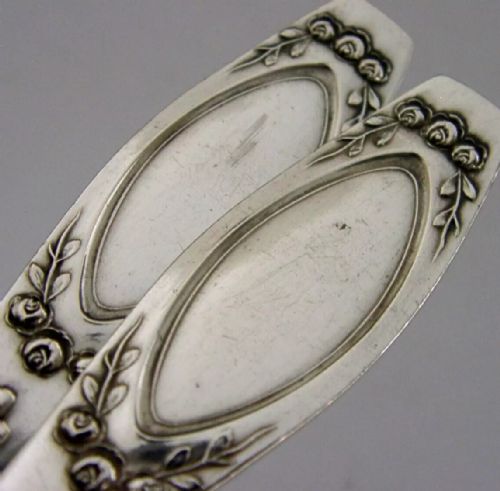 SUPERB PAIR OF GERMAN SOLID SILVER ART DECO SERVING SPOONS C1910 ANTIQUE 82G - ADDITIONAL PHOTO 1