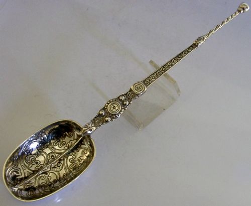LARGE 110G ENGLISH STERLING SILVER CORONATION BAPTISM SPOON KIND EDWARD 1901 - ADDITIONAL PHOTO 5