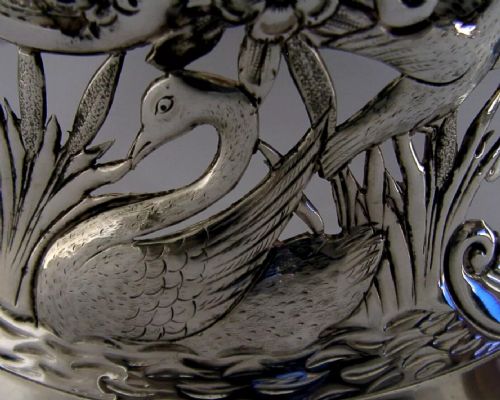 RARE 352G ENGLISH STERLING SILVER GRIFFIN CRESTED DISH RING 1908 ANTIQUE - ADDITIONAL PHOTO 1
