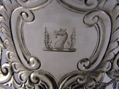 RARE 352G ENGLISH STERLING SILVER GRIFFIN CRESTED DISH RING 1908 ANTIQUE - ADDITIONAL PHOTO 3