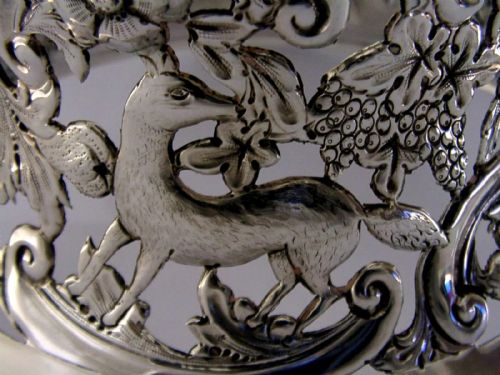 RARE 352G ENGLISH STERLING SILVER GRIFFIN CRESTED DISH RING 1908 ANTIQUE - ADDITIONAL PHOTO 5