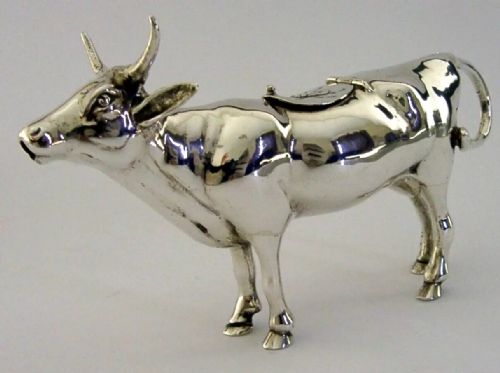 rare english import solid sterling silver cow creamer cream jug 1959 - CATEGORY: ANTIQUE SILVER - DATED 1950