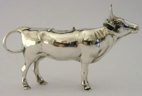RARE ENGLISH IMPORT SOLID STERLING SILVER COW CREAMER CREAM JUG 1959 - ADDITIONAL PHOTO 6