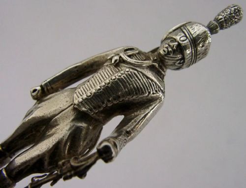 675INC STERLING SILVER ROYAL HASSARS SOLDIER FIGURE TROPHY STATUE 1969 MILITARY - ADDITIONAL PHOTO 1