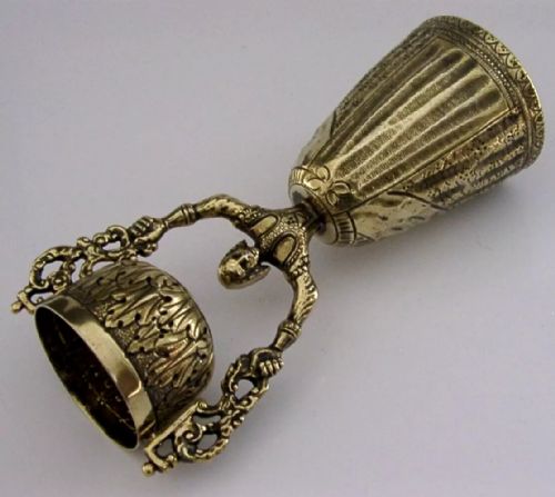 super rare english sterling silver gilt wager cup marriage cup 1936 antique 112g - CATEGORY: ANTIQUE SILVER - DATED 1930