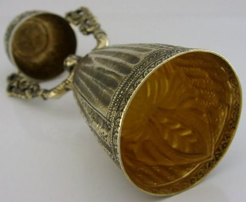 SUPER RARE ENGLISH STERLING SILVER GILT WAGER CUP MARRIAGE CUP 1936 ANTIQUE 112G - ADDITIONAL PHOTO 1