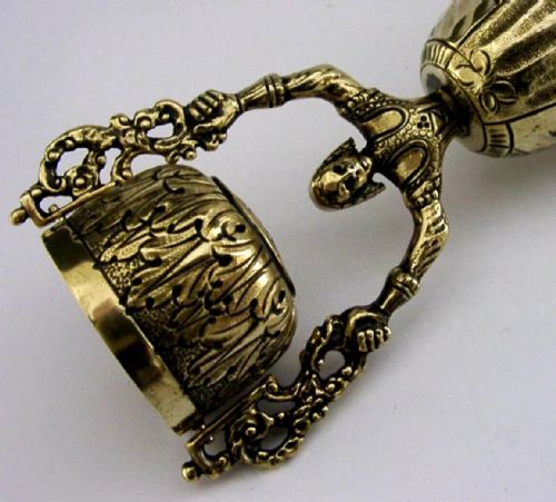 SUPER RARE ENGLISH STERLING SILVER GILT WAGER CUP MARRIAGE CUP 1936 ANTIQUE 112G - ADDITIONAL PHOTO 8