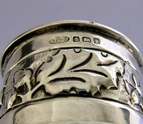 RARE A E JONES ARTS CRAFTS STERLING SILVER OAK NAPKIN RING 1908 ANTIQUE - ADDITIONAL PHOTO 7