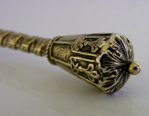 RARE SOLID SILVER GILT BAPTISM CHRISTENING SPOON 1878 ANTIQUE 59G RELIGIOUS - ADDITIONAL PHOTO 4