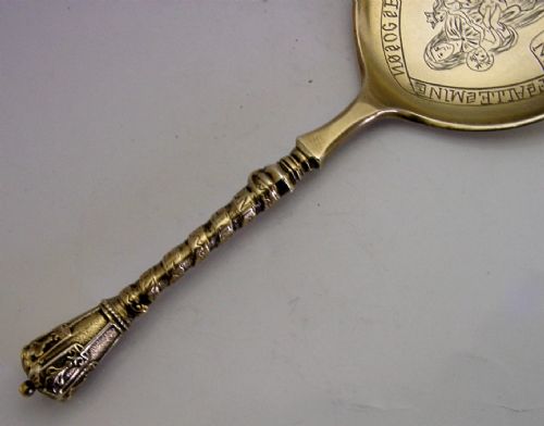 RARE SOLID SILVER GILT BAPTISM CHRISTENING SPOON 1878 ANTIQUE 59G RELIGIOUS - ADDITIONAL PHOTO 5