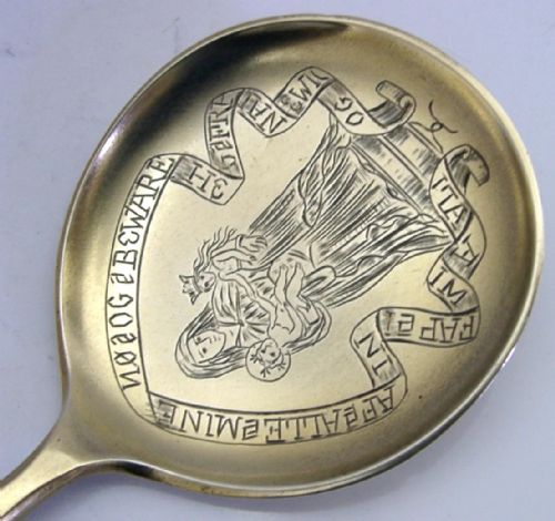 RARE SOLID SILVER GILT BAPTISM CHRISTENING SPOON 1878 ANTIQUE 59G RELIGIOUS - ADDITIONAL PHOTO 6