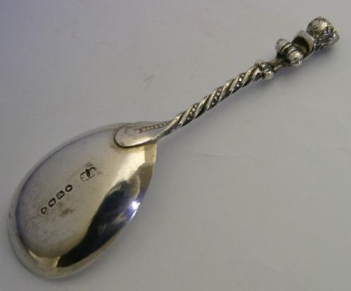 STUNNING VICTORIAN ENGLISH STERLING SILVER TEA CADDY SPOON 1871 ANTIQUE - ADDITIONAL PHOTO 4