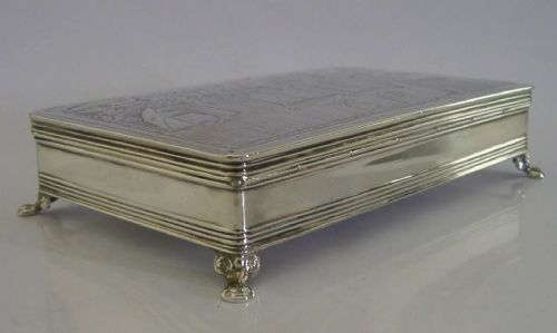 DUTCH 216G SOLID SILVER 1635 SCHOOL SCENE TABLE CIGAR BOX 1900 ANTIQUE VICTORIAN - ADDITIONAL PHOTO 10