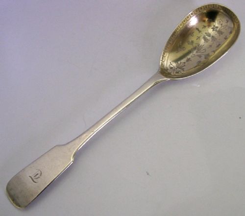 large antique sterling silver serving spoon 1850 scottish glasgow victorian 75g - CATEGORY: ANTIQUE SILVER - DATED VICTORIAN