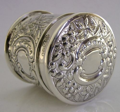 VICTORIAN STERLING SILVER DRESSING TABLE BOX OR TEA CADDY 1900 ANTIQUE 84G - ADDITIONAL PHOTO 2