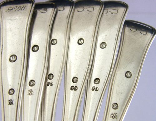 130G CASED SET OF SIX DANISH SOLID SILVER CAKE PASTRY FORKS 1931 ART DECO - ADDITIONAL PHOTO 4