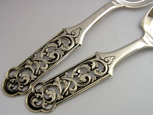 BEAUTIFUL NORWEGIAN SOLID SILVER SALAD SERVERS C1950 NORWAY HEAVY 126G - ADDITIONAL PHOTO 5