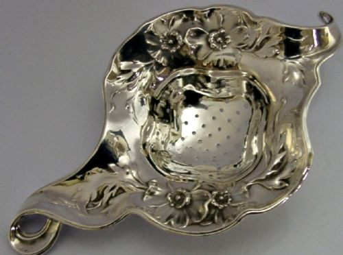beautiful american sterling silver art nouveau tea strainer c1910 antique - CATEGORY: ANTIQUE SILVER - DATED 1910