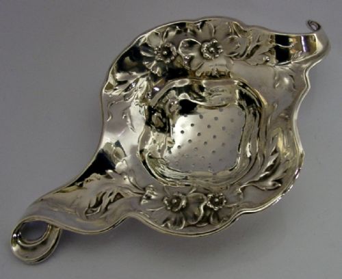 BEAUTIFUL AMERICAN STERLING SILVER ART NOUVEAU TEA STRAINER C1910 ANTIQUE - ADDITIONAL PHOTO 3