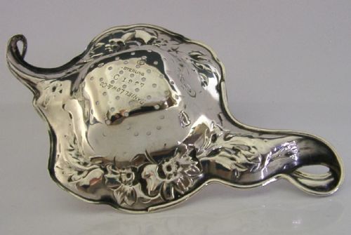 BEAUTIFUL AMERICAN STERLING SILVER ART NOUVEAU TEA STRAINER C1910 ANTIQUE - ADDITIONAL PHOTO 4