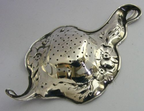 BEAUTIFUL AMERICAN STERLING SILVER ART NOUVEAU TEA STRAINER C1910 ANTIQUE - ADDITIONAL PHOTO 5